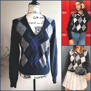 VTG Stile Benetton Argyle Campus Pullover Sweater